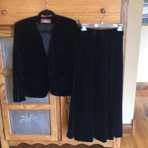 Vintage black velvet jacket and skirt